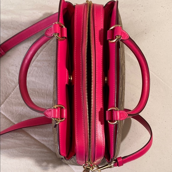 Coach Brown and Pink Satchel with Signature Monogram - Picture 4 of 4
